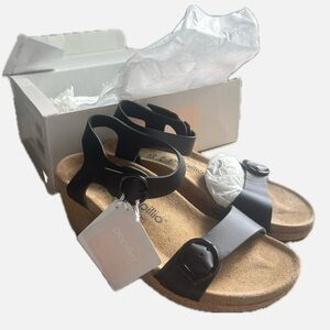 Papillio Black Wedge Sandals - SOLEY RING-BUCKLE